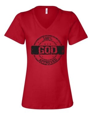 100% God Approved Ladies V-Neck T