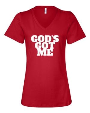 God's Got Me Ladies V-Neck T